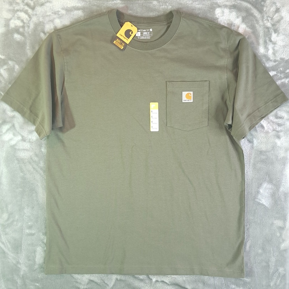 Carhartt K87 Pocket T-Shirt‎ Mens Large L Loose Fit Heavyweight Dusty Olive NWT